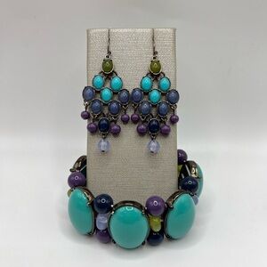 Dana Buchman Gunmetal Stretch Bracelet & Earring Set